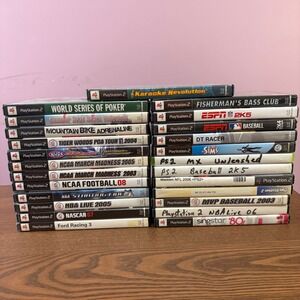 Sony PlayStation 2 PS2 Video Game Lot 25 Games Sports Racing Sims Good Bundle